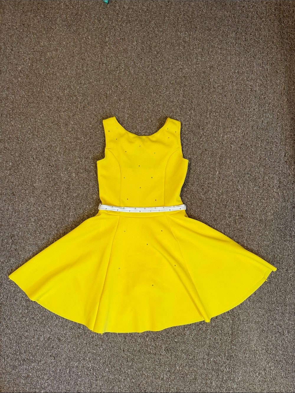 Weissman Yellow Sleeveless Twirl Dress Costume with White Belt